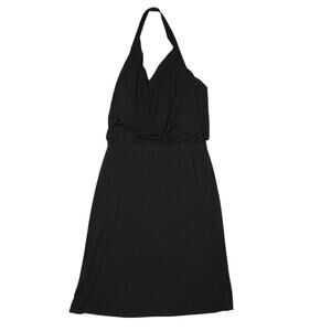 Laundry by Shelli Segal Dress Black 8 Draped Halter Cocktail Lined Elegant Vtg